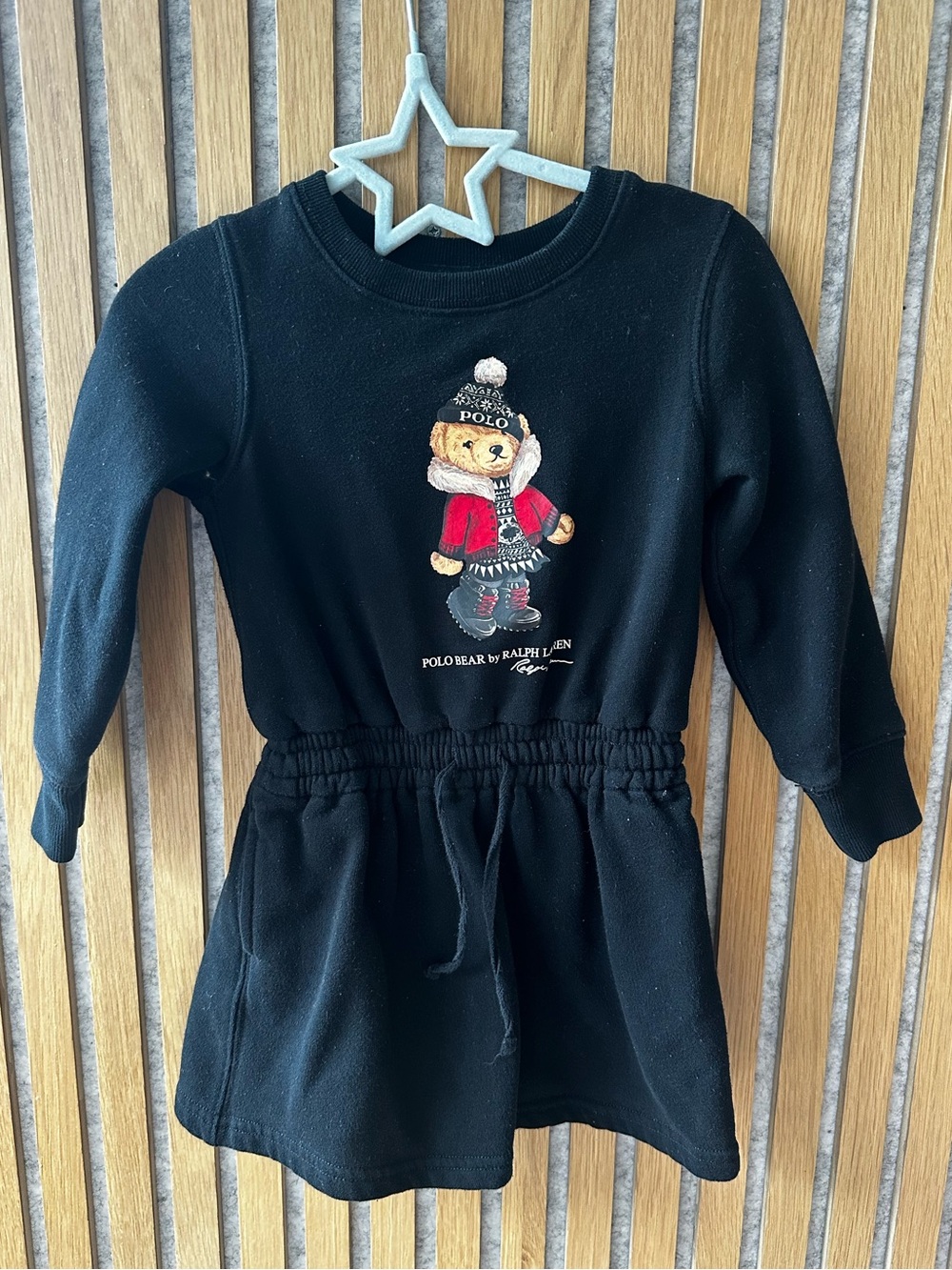 Ralph Lauren Kids Polo Bear Black Winter Sweatshirt Dress